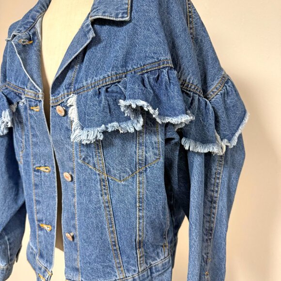 Love Tree Ruffle Denim Jacket - Picture 4 of 10